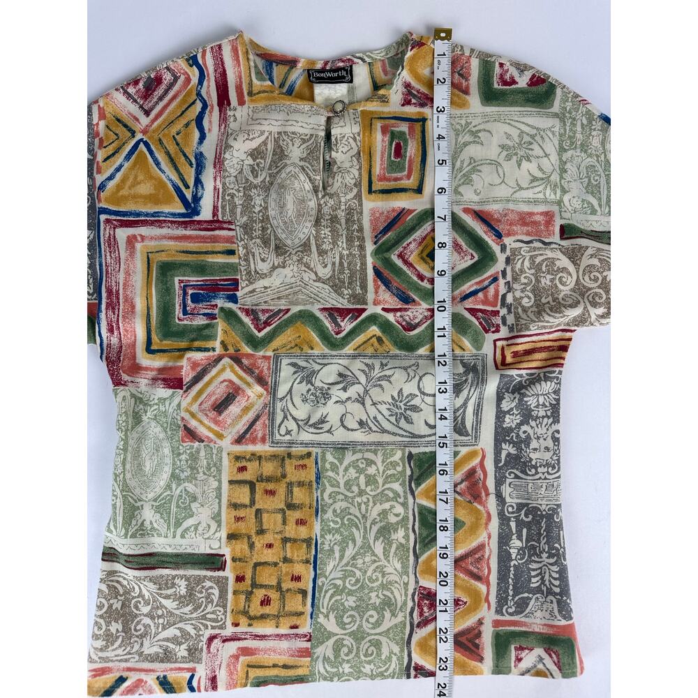 Vintage BonWorth Size Small Cotton Grecian Patchwork Skirt Set Safari Coastal - Picture 8 of 13